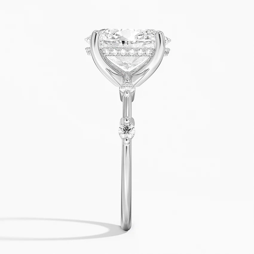 3.20 Karat Oval Kesim Hidden Halo Tasarım Tektaş Laboratuvar Pırlanta Yüzük - Nice