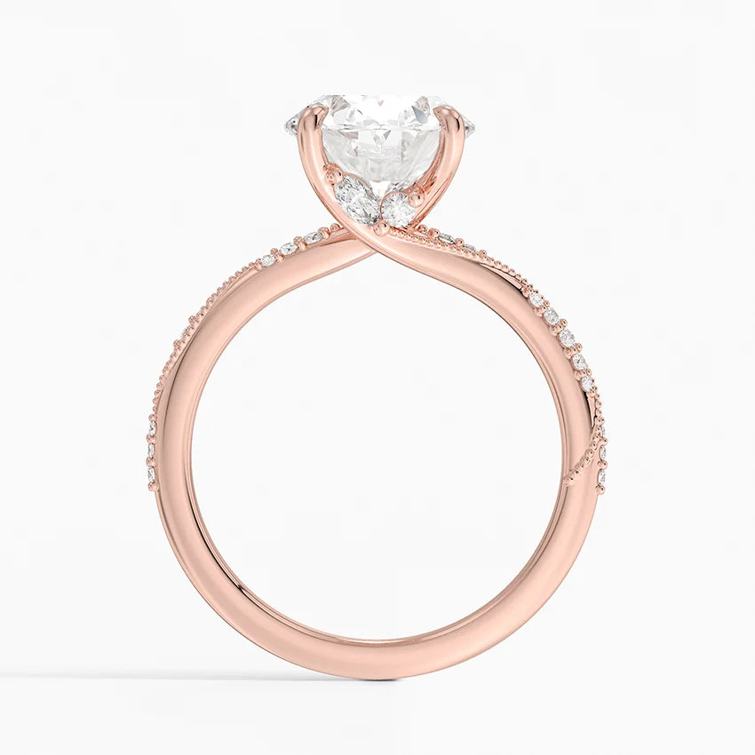 3.25 Karat Oval Kesim Hidden Halo Tasarım Tektaş Laboratuvar Pırlanta Yüzük 18K - Melora