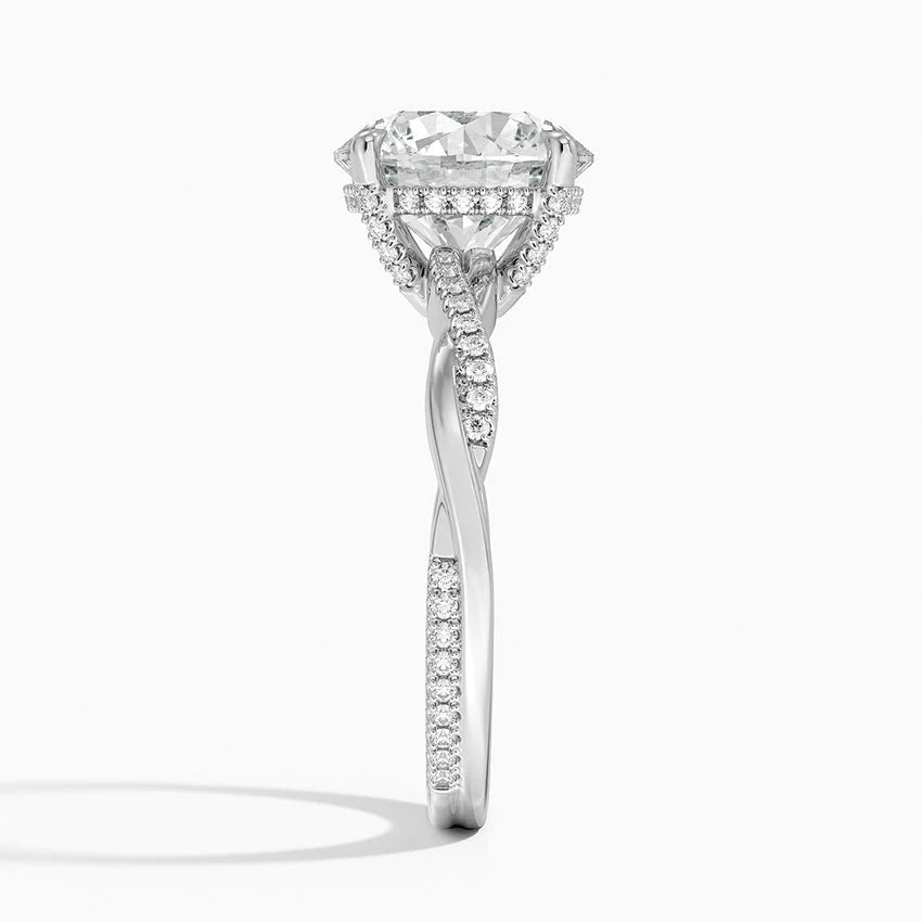 3.25 Karat Hidden Halo Tasarım Tektaş Laboratuvar Pırlanta Yüzük 18K - Talora