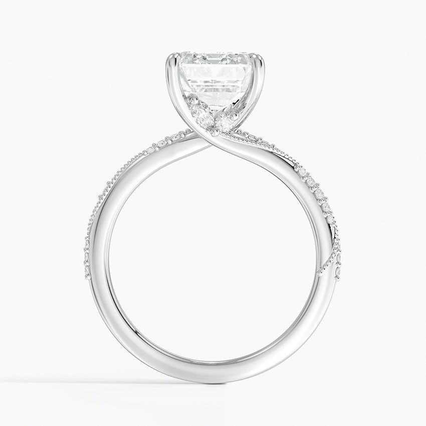 3.25 Karat Emerald Kesim Hidden Halo Tasarım Tektaş Laboratuvar Pırlanta Yüzük 18K - Melora