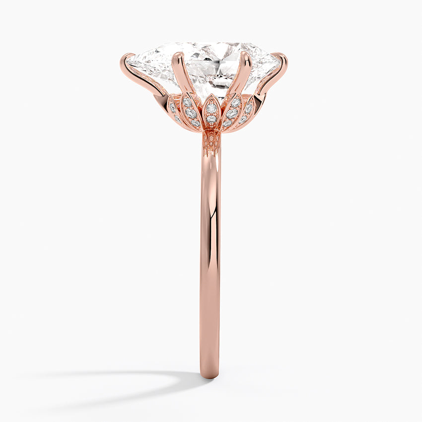Altı Tırnak 3.15 Karat Damla Kesim Hidden Halo Tasarım Tektaş Laboratuvar Pırlanta Yüzük - Delora - Bold Diamonds