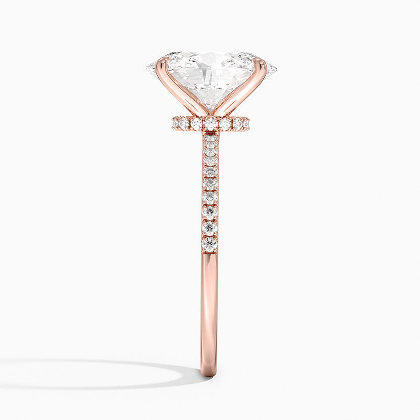 4.25 Karat Oval Kesim Hidden Halo Tasarım Tektaş Laboratuvar Pırlanta Yüzük - Filora - Bold Diamonds