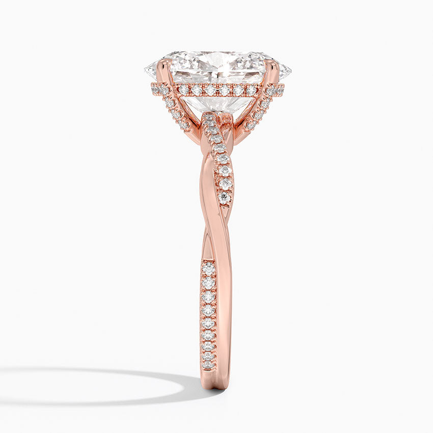 3.25 Karat Oval Kesim Hidden Halo Tasarım Tektaş Laboratuvar Pırlanta Yüzük 18K - Talora
