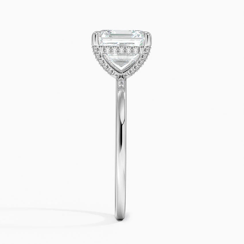 3.15 Karat Asscher Kesim Hidden Halo Tasarım Tektaş Laboratuvar Pırlanta Yüzük - Valencia