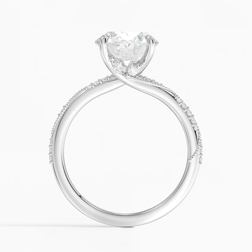 3.25 Karat Oval Kesim Hidden Halo Tasarım Tektaş Laboratuvar Pırlanta Yüzük 18K - Melora