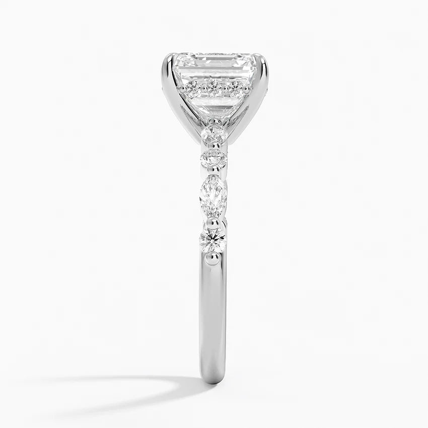 3.50 Karat Asscher Kesim Hidden Halo Tasarım Tektaş Laboratuvar Pırlanta Yüzük - Verona