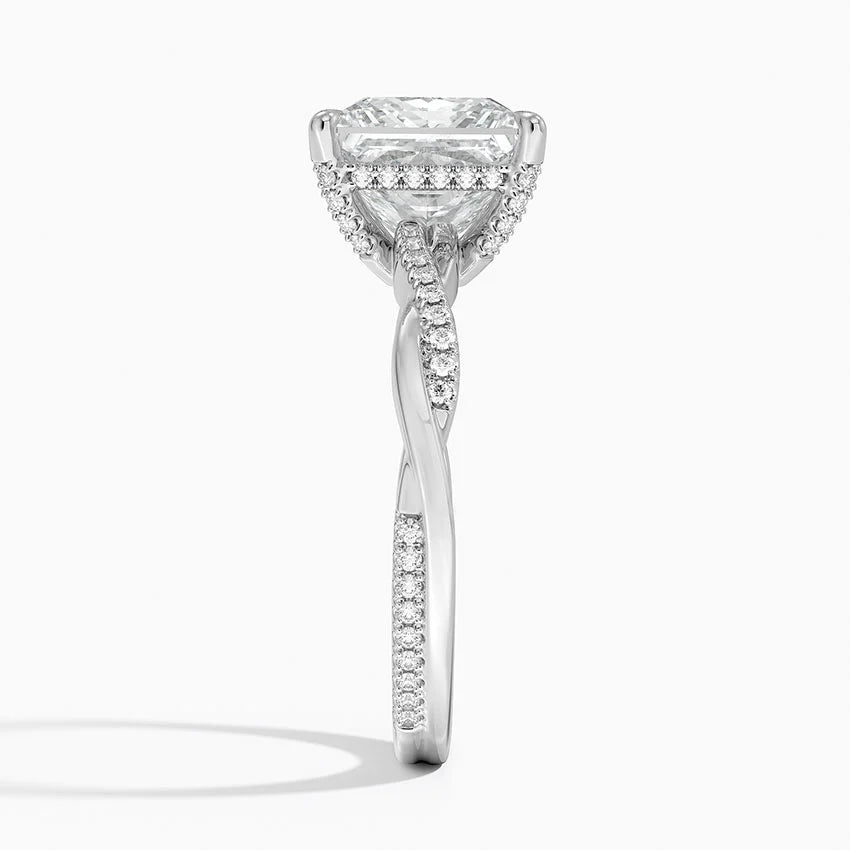 3.25 Karat Prenses Kesim Hidden Halo Tasarım Tektaş Laboratuvar Pırlanta Yüzük - Riga