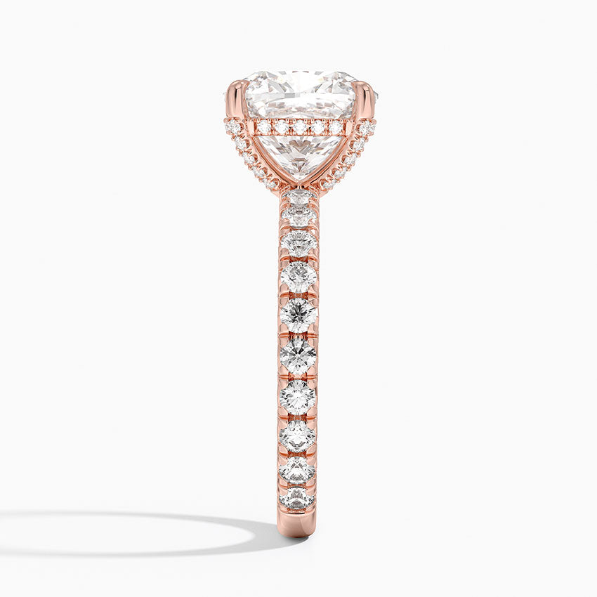3.75 Karat Cushion Kesim Hidden Halo Tasarım Tektaş Laboratuvar Pırlanta Yüzük 18K - Selora - Bold Diamonds