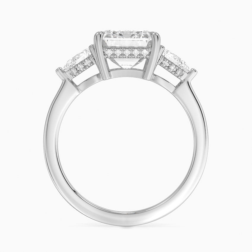 3.50 Emerald Kesim Hidden Halo Tasarım Tektaş Laboratuvar Pırlanta Yüzük - Nilora