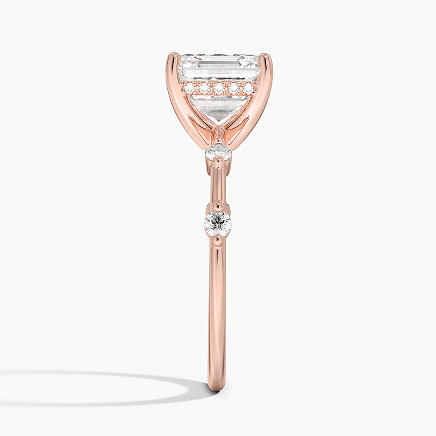 3.20 Karat Asscher Kesim Hidden Halo Tasarım Tektaş Laboratuvar Pırlanta Yüzük - Nice