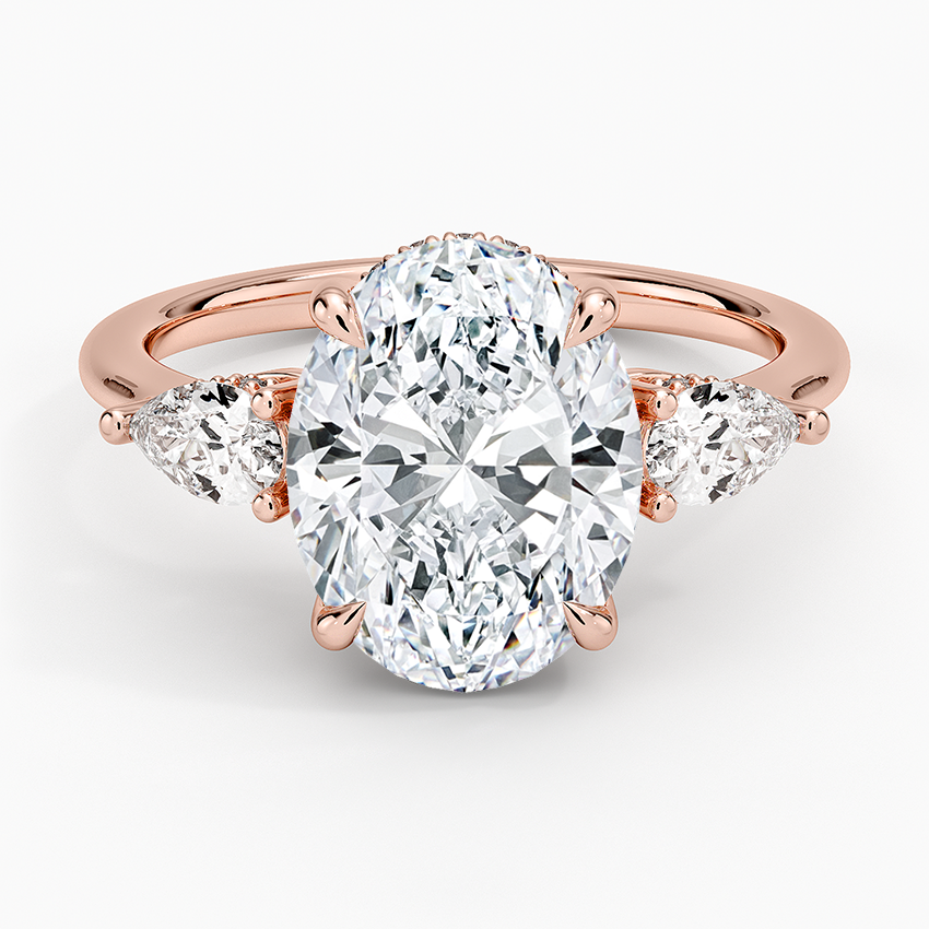 3.50 Oval Kesim Hidden Halo Tasarım Tektaş Laboratuvar Pırlanta Yüzük - Nilora