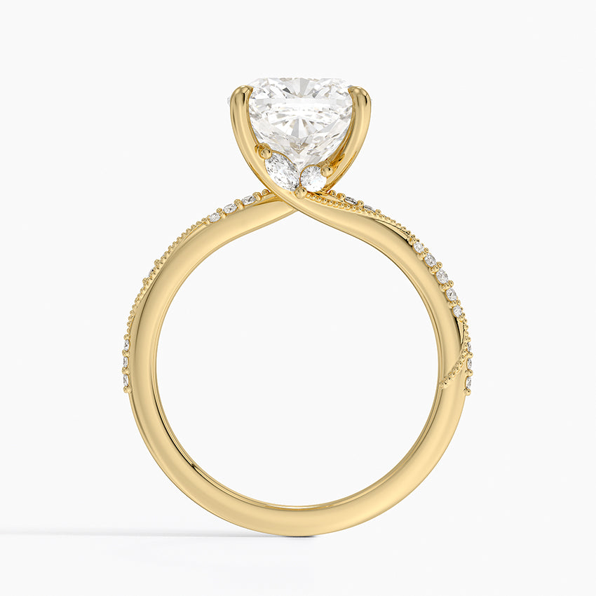 3.25 Karat Cushion Kesim Hidden Halo Tasarım Tektaş Laboratuvar Pırlanta Yüzük 18K - Melora - Bold Diamonds