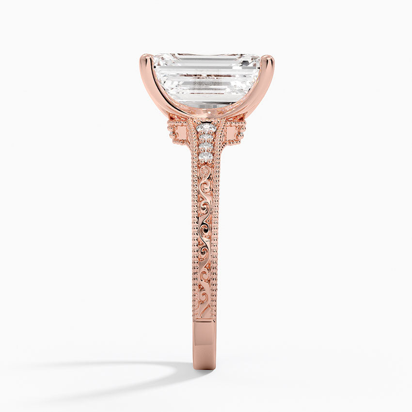 3.15 Karat Emerald Kesim Hidden Halo Tasarım Tektaş Laboratuvar Pırlanta Yüzük - Venice