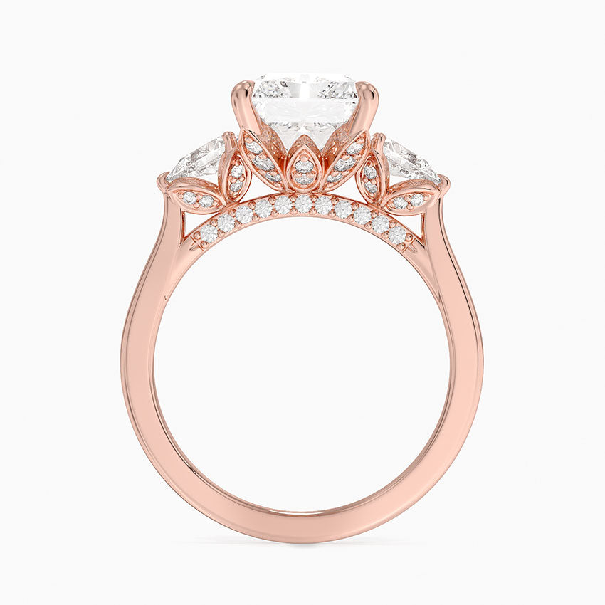 3.75 Karat Radiant Kesim Hidden Halo Tasarım Tektaş Laboratuvar Pırlanta Yüzük - Verona