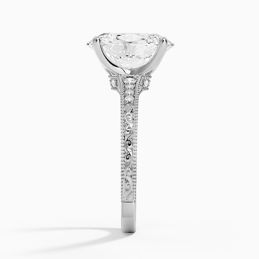 3.15 Oval Kesim Hidden Halo Tasarım Tektaş Laboratuvar Pırlanta Yüzük - Silora