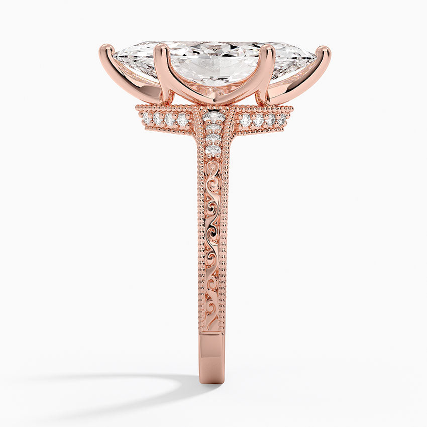 3.15 Marquise Kesim Hidden Halo Tasarım Tektaş Laboratuvar Pırlanta Yüzük - Silora