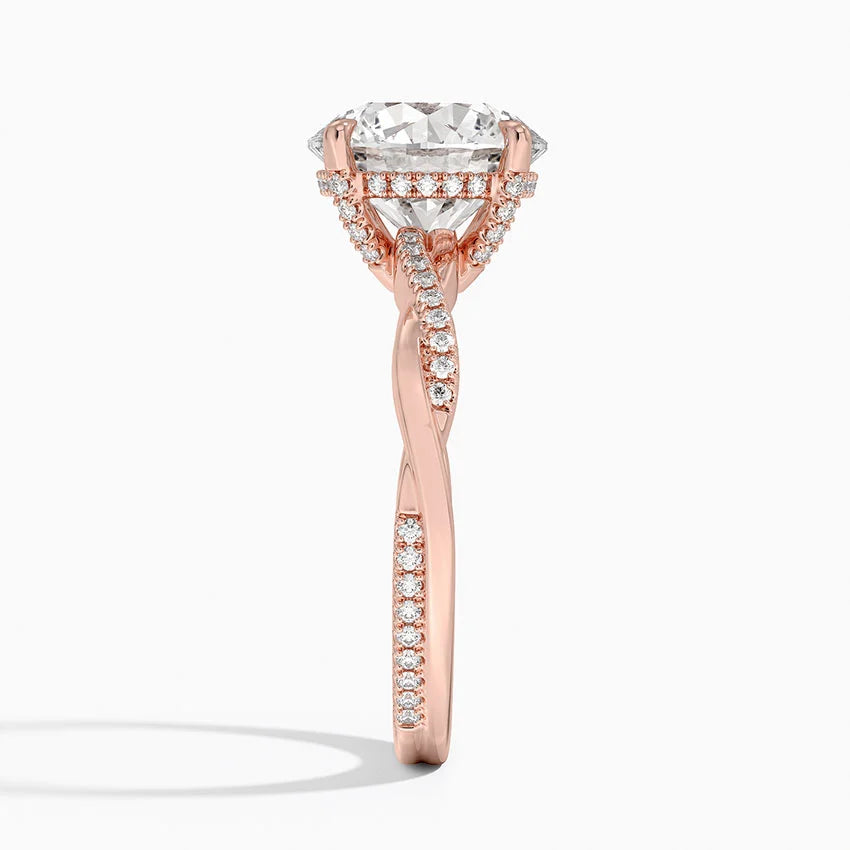 3.25 Karat Hidden Halo Tasarım Tektaş Laboratuvar Pırlanta Yüzük 18K - Talora