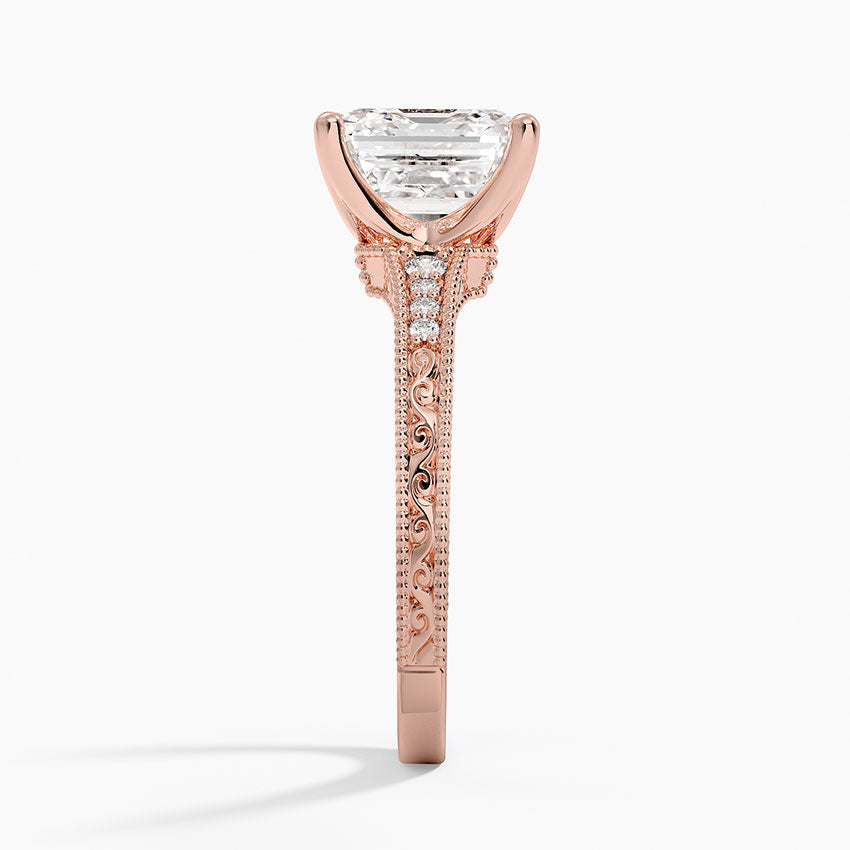 3.15 Asscher Kesim Hidden Halo Tasarım Tektaş Laboratuvar Pırlanta Yüzük 18K - Silora