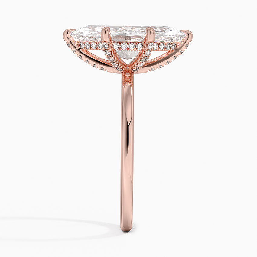 3.15 Karat Marquise Kesim Hidden Halo Tasarım Tektaş Laboratuvar Pırlanta Yüzük - Valencia