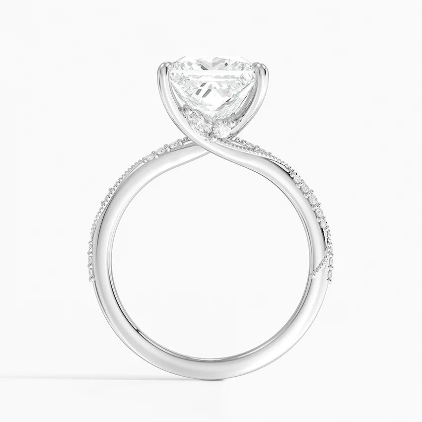 3.25 Karat Prenses Kesim Hidden Halo Tasarım Tektaş Laboratuvar Pırlanta Yüzük 18K - Melora - Bold Diamonds