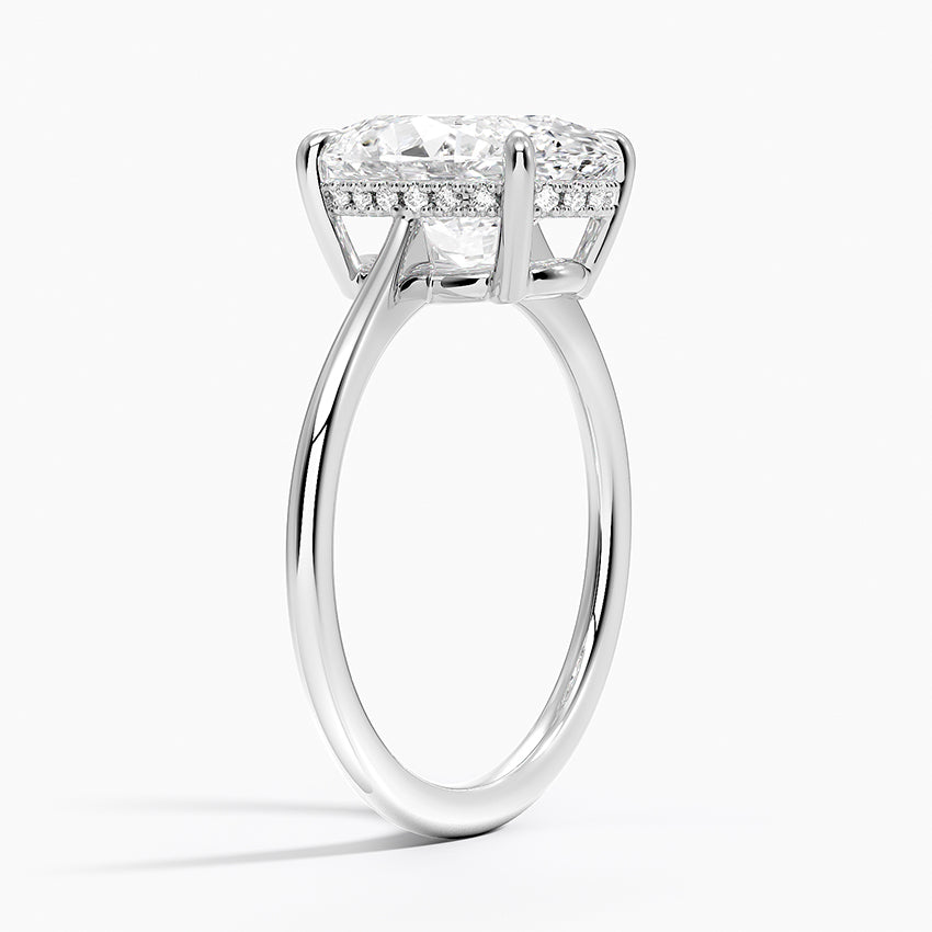 3.10 Karat Oval Kesim Hidden Halo Tasarım Tektaş Laboratuvar Pırlanta Yüzük - Monaco