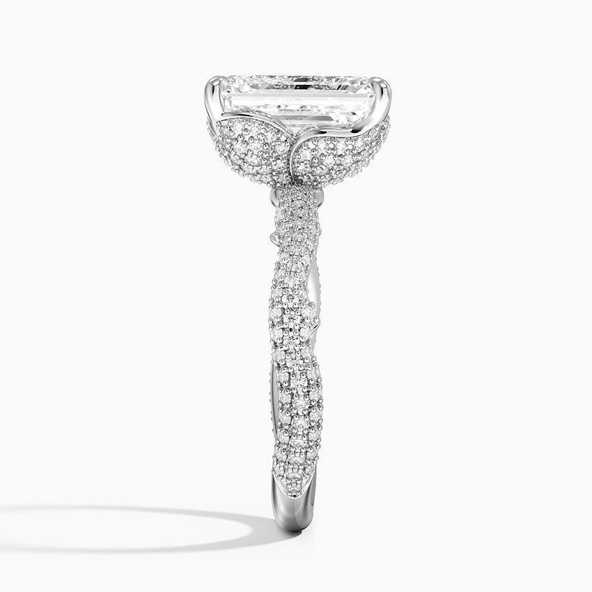 3.75 Emerald Kesim Hidden Halo Tasarım Tektaş Laboratuvar Pırlanta Yüzük - Filara