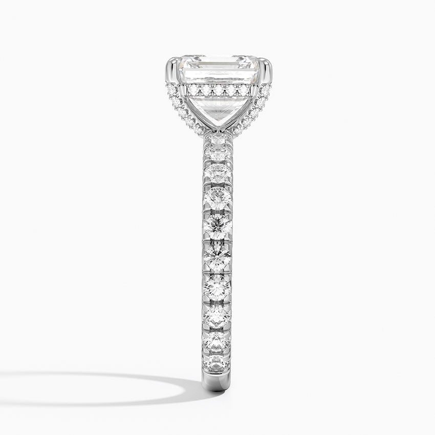 3.75 Karat Asscher Kesim Hidden Halo Tasarım Tektaş Laboratuvar Pırlanta Yüzük 18K - Selora - Bold Diamonds