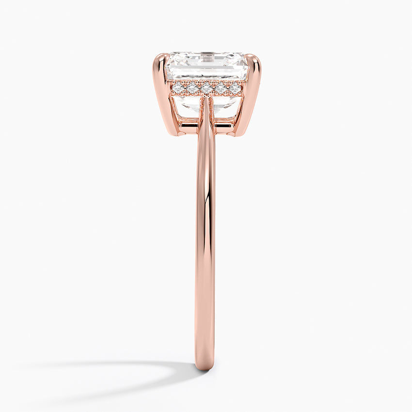 3.10 Asscher Kesim Hidden Halo Tasarım Tektaş Laboratuvar Pırlanta Yüzük - Tilora