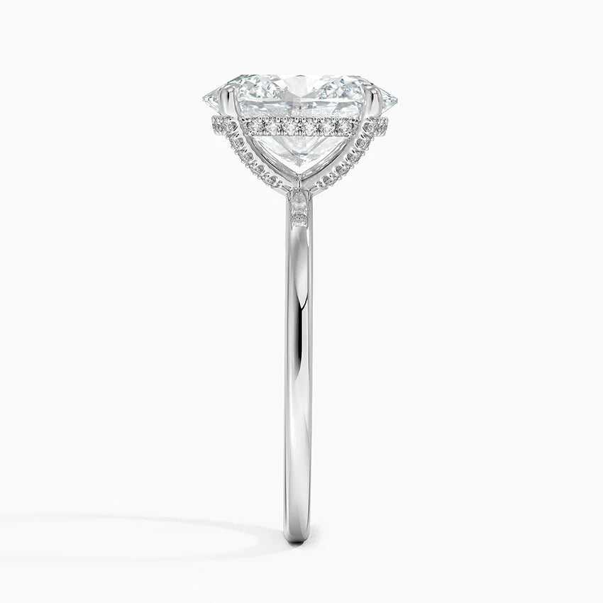 3.15 Karat Oval Kesim Hidden Halo Tasarım Tektaş Laboratuvar Pırlanta Yüzük - Gilora - Bold Diamonds