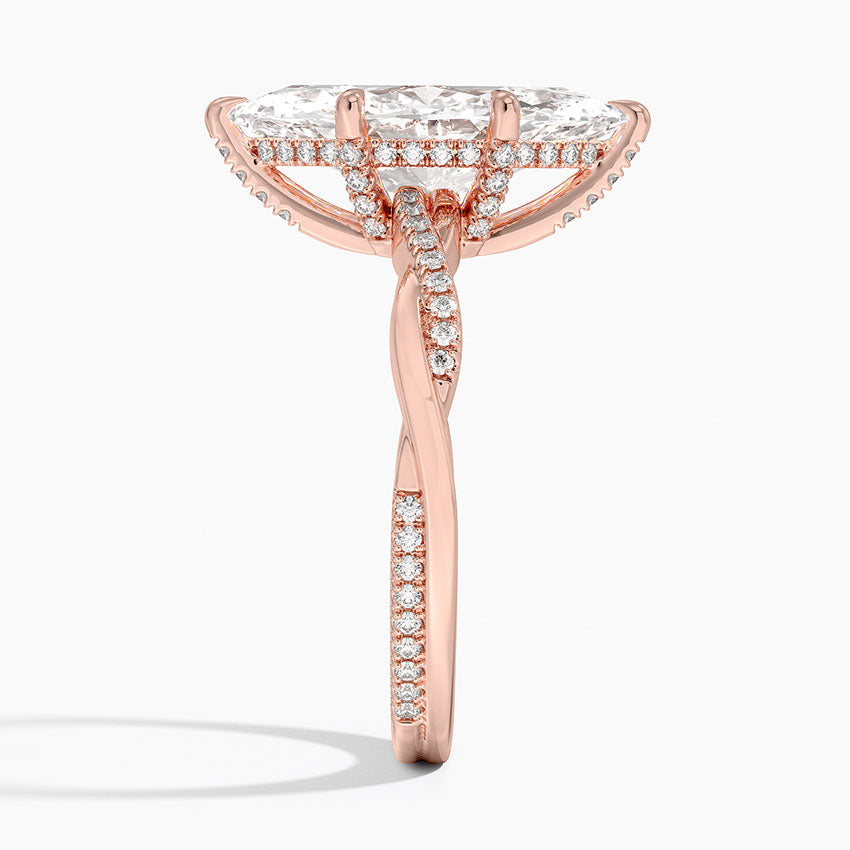 3.25 Karat Marquise Kesim Hidden Halo Tasarım Tektaş Laboratuvar Pırlanta Yüzük - Riga