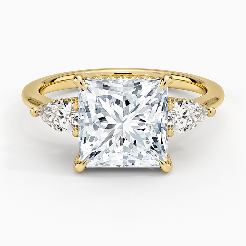 3.50 Prenses Kesim Hidden Halo Tasarım Tektaş Laboratuvar Pırlanta Yüzük - Nilora