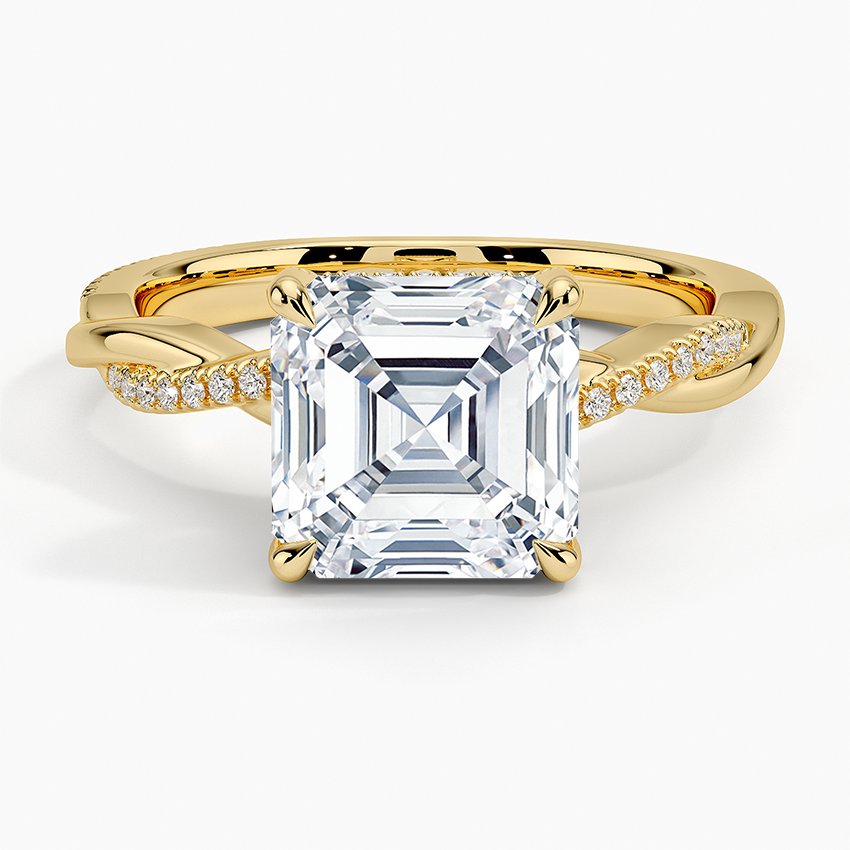 3.25 Karat Asscher Kesim Hidden Halo Tasarım Tektaş Laboratuvar Pırlanta Yüzük - Riga