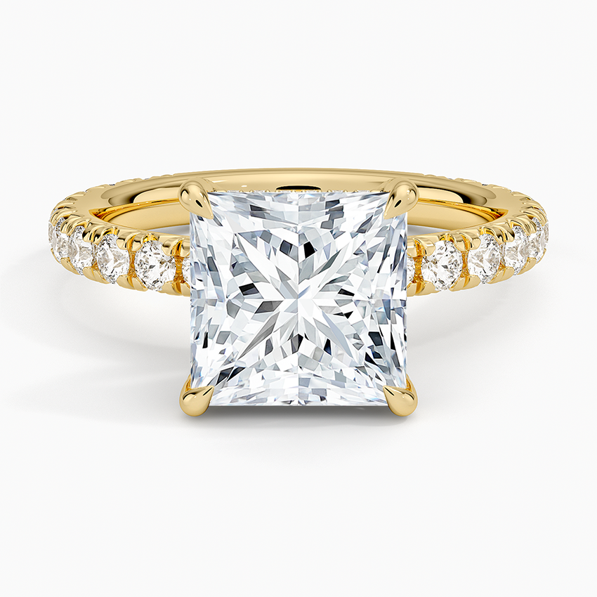 3.75 Karat Prenses Kesim Hidden Halo Tasarım Tektaş Laboratuvar Pırlanta Yüzük 18K - Selora - Bold Diamonds