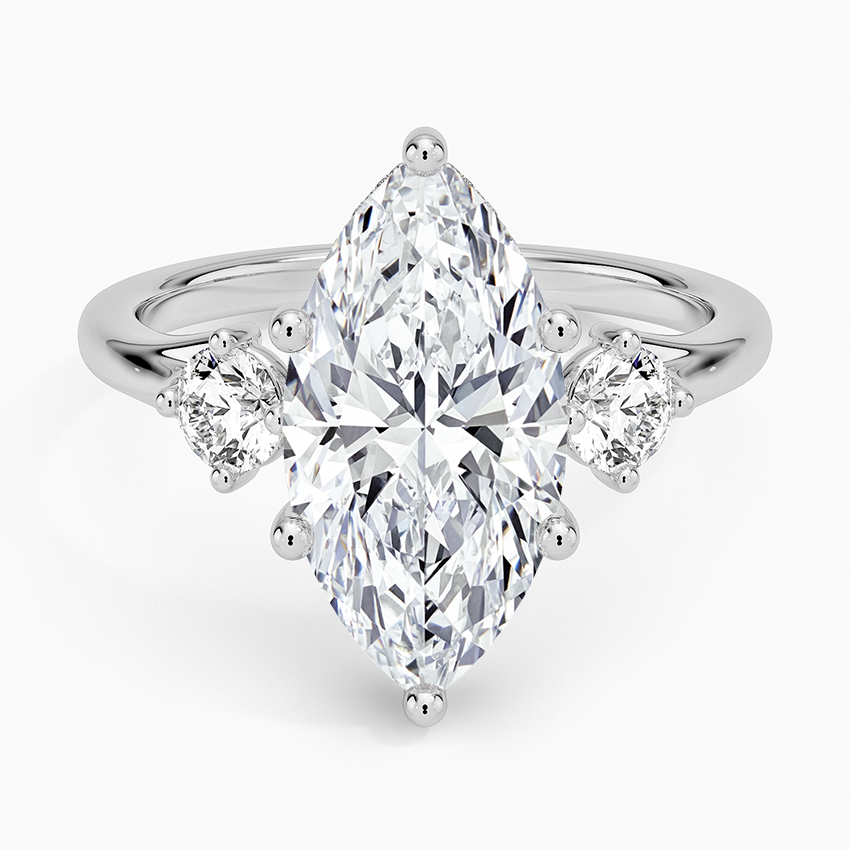 3.50 Karat Marquise Kesim Hidden Halo Tasarım Tektaş Laboratuvar Pırlanta Yüzük - Madrid