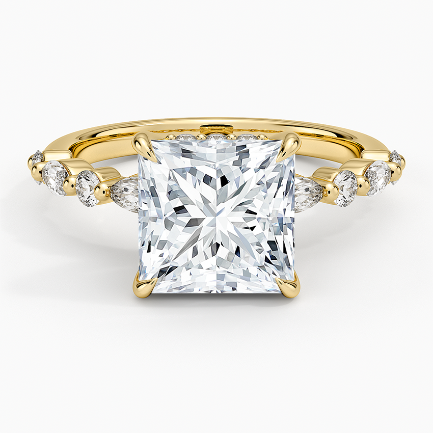 1.60 Carat Princess Halo Design Solitaire Lab Diamond Ring 18K - Florina