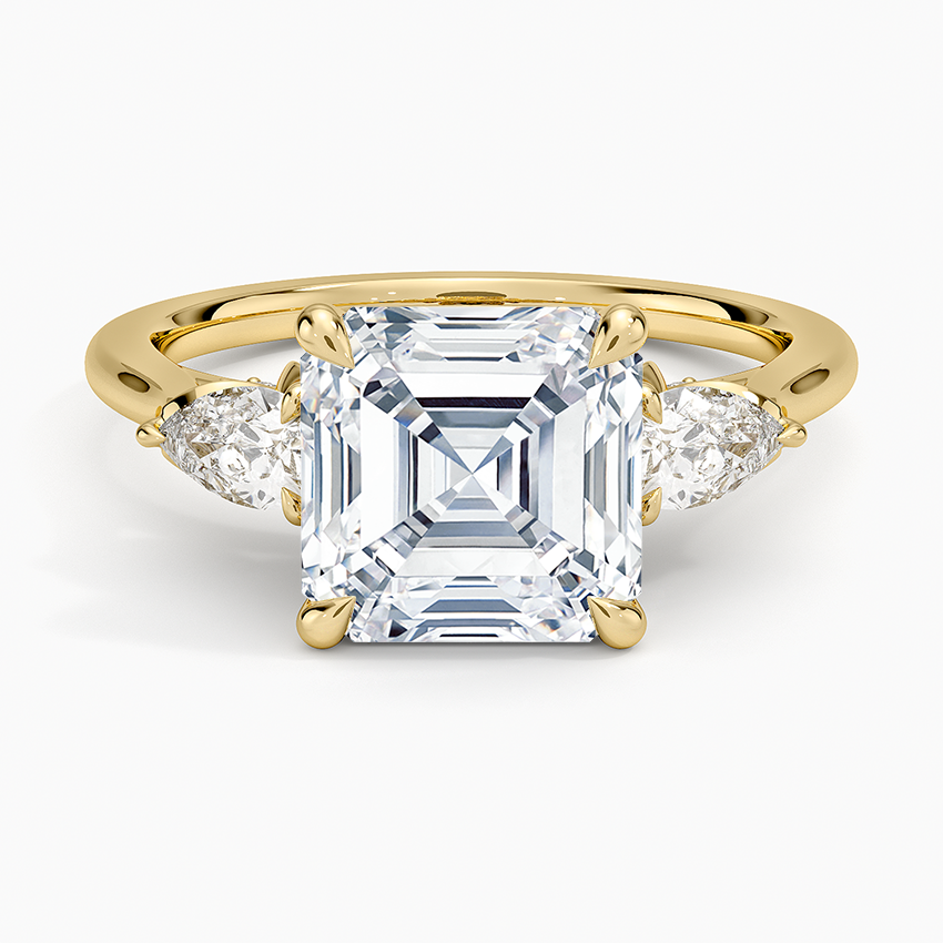 3.75 Karat Asscher Kesim Hidden Halo Tasarım Tektaş Laboratuvar Pırlanta Yüzük 18K - Calora