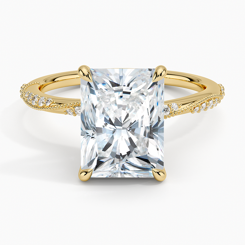 3.25 Karat Radiant Kesim Hidden Halo Tasarım Tektaş Laboratuvar Pırlanta Yüzük 18K - Melora