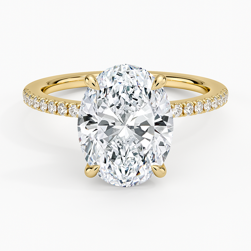 4.25 Karat Oval Kesim Hidden Halo Tasarım Tektaş Laboratuvar Pırlanta Yüzük - Filora - Bold Diamonds