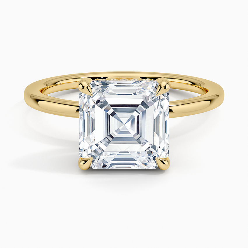 3.15 Karat Asscher Kesim Hidden Halo Tasarım Tektaş Laboratuvar Pırlanta Yüzük - Valencia