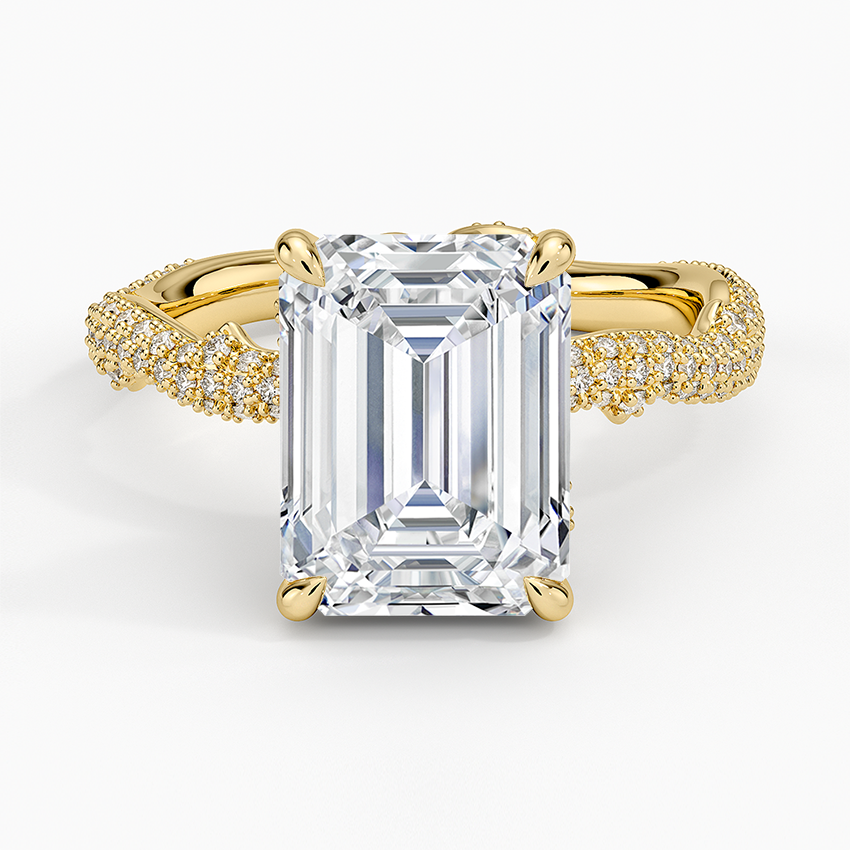 3.75 Emerald Kesim Hidden Halo Tasarım Tektaş Laboratuvar Pırlanta Yüzük - Filara