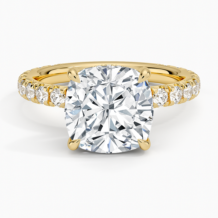 3.75 Karat Cushion Kesim Hidden Halo Tasarım Tektaş Laboratuvar Pırlanta Yüzük 18K - Selora - Bold Diamonds