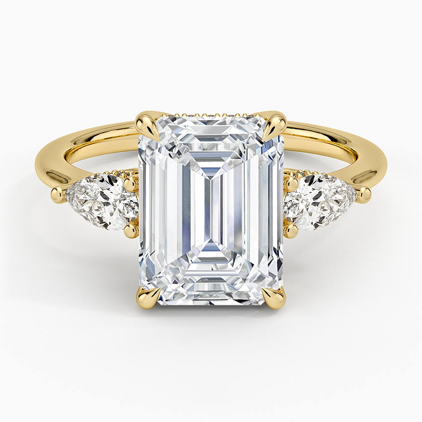 3.50 Emerald Kesim Hidden Halo Tasarım Tektaş Laboratuvar Pırlanta Yüzük - Nilora