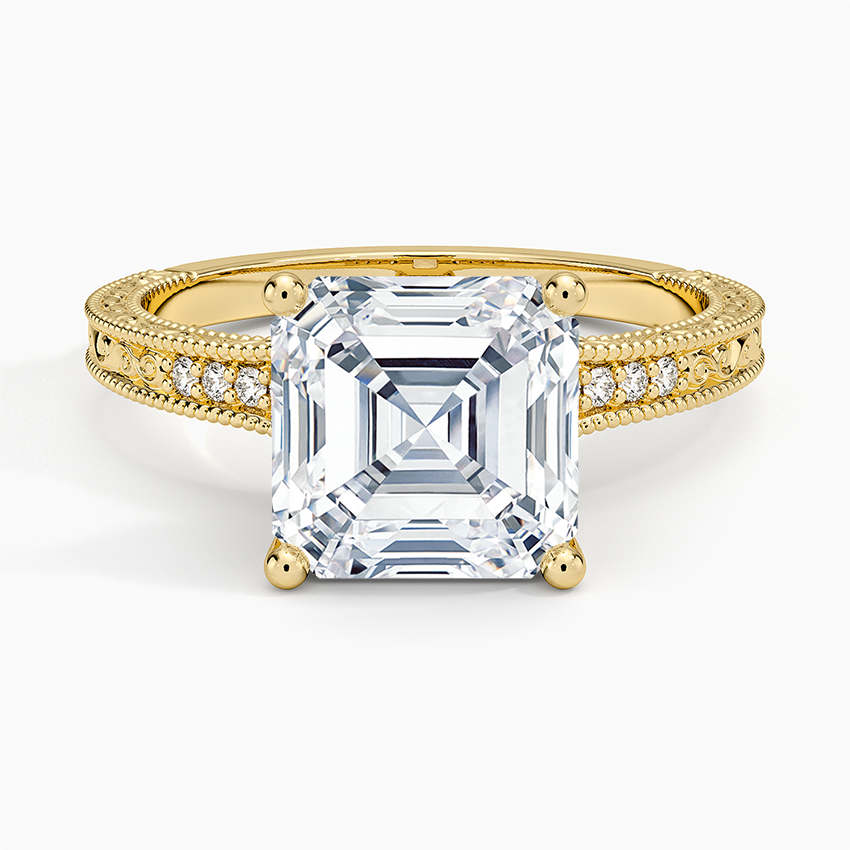 3.15 Asscher Kesim Hidden Halo Tasarım Tektaş Laboratuvar Pırlanta Yüzük 18K - Silora
