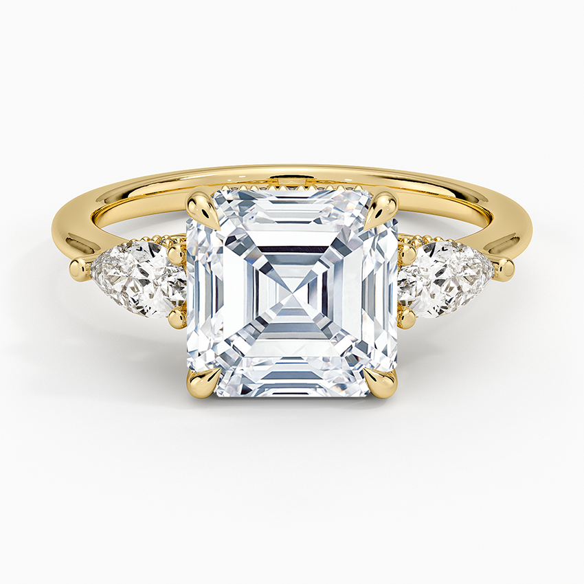 3.50 Asscher Kesim Hidden Halo Tasarım Tektaş Laboratuvar Pırlanta Yüzük - Nilora