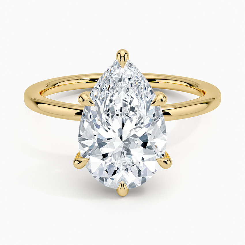 3.15 Karat Damla Kesim Hidden Halo Tasarım Tektaş Laboratuvar Pırlanta Yüzük - Gilora - Bold Diamonds