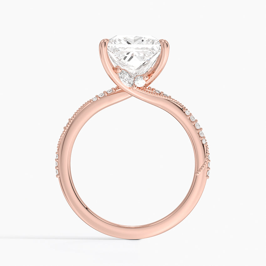 3.25 Karat Prenses Kesim Hidden Halo Tasarım Tektaş Laboratuvar Pırlanta Yüzük 18K - Melora - Bold Diamonds