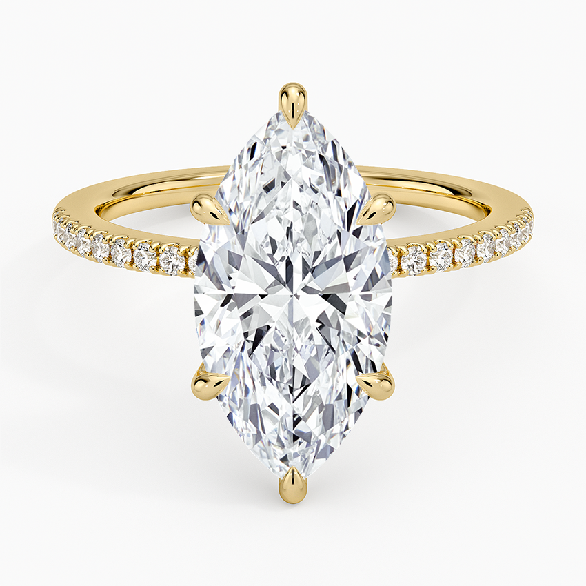 3.25 Karat Marquise Kesim Hidden Halo Tasarım Tektaş Laboratuvar Pırlanta Yüzük - Filora - Bold Diamonds