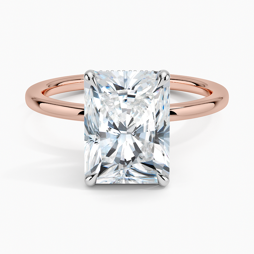 3.10 Karat Radiant Kesim Hidden Halo Tasarım Tektaş Laboratuvar Pırlanta Yüzük 18K - Elora - Bold Diamonds