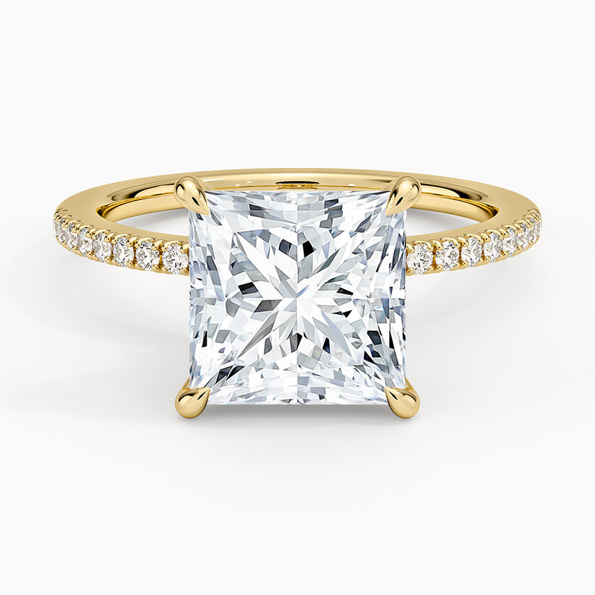 3.25 Karat Prenses Kesim Hidden Halo Tasarım Tektaş Laboratuvar Pırlanta Yüzük - Filora - Bold Diamonds