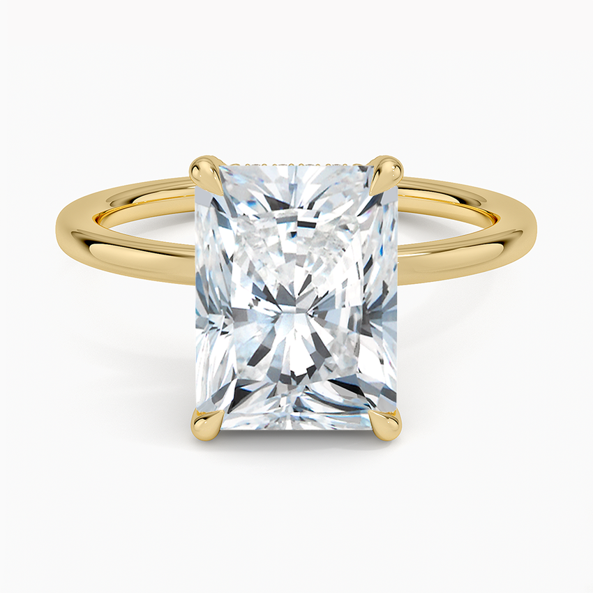 3.15 Karat Radiant Kesim Hidden Halo Tasarım Tektaş Laboratuvar Pırlanta Yüzük - Gilora - Bold Diamonds